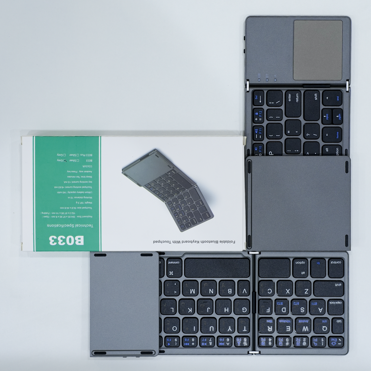 Bluetooth Foldable Keyboard-Arabic/English, Slim and Compact Energy-saving Wireless Keyboard with Touchpad for Apple MacBook/iMac/MacBook Pro/Air/Mac OS/Windows/Android/iPadOS 13.1 or Later