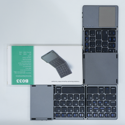 Bluetooth Foldable Keyboard-Arabic/English, Slim and Compact Energy-saving Wireless Keyboard with Touchpad for Apple MacBook/iMac/MacBook Pro/Air/Mac OS/Windows/Android/iPadOS 13.1 or Later