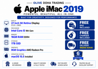 iMac 2019 — Intel Core i5 · 16GB RAM · 1TB SSD | 27" 5K Retina Display | 8GB Graphics | macOS 15.5 | Pre-Owned Grade A.
