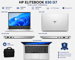 HP EliteBook 830 G7 — Core i5 10th Gen · 8GB · 256GB SSD | 13.3" FHD | pre-owned Grade A