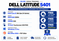 Dell Latitude 5401 — Core i5 9th Gen (H-Series) · 8GB RAM · 256GB SSD | 14" Touchscreen | Pre-owned Grade A. 🎁