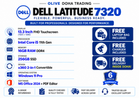 Dell Latitude 7320 — Core i5 11th Gen · 16GB RAM · 256GB SSD | 13.3″ FHD x360 Touchscreen | Pre-owned Grade A
