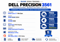 DELL Precision 3561 — Intel Core i7 11th Gen · 16GB RAM · 512GB SSD · 4GB Graphics | 15.6" Display | Pre-owned Grade A Workstation Laptop in Qatar.