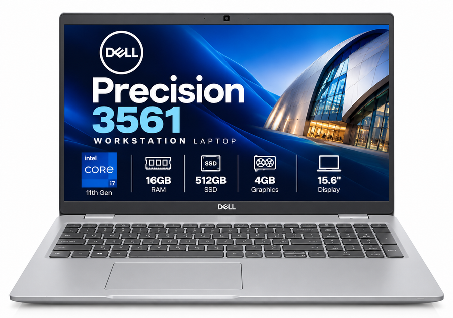 DELL Precision 3561 — Intel Core i7 11th Gen · 16GB RAM · 512GB SSD · 4GB Graphics | 15.6" Display | Pre-owned Grade A Workstation Laptop in Qatar.
