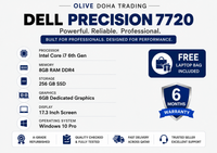 Dell Precision 7720 — Intel Core i7 6th Gen · 8GB RAM · 256GB SSD · 6GB Graphics | 17.3" Display | Pre-owned Grade A Workstation Laptop in Qatar