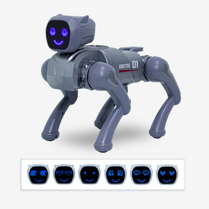 AI Bionic Robot Dog – Black Smart Mechanical Toy | App + Voice Control (Bluetooth) | Programmable • LED Expressions • Walk & Dance • Rechargeable Battery
