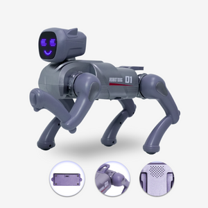 AI Bionic Robot Dog (Black) — App & Voice Controlled Smart Toy with LED Expressions