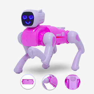 AI Bionic Robot Dog (Pink) — App & Voice Controlled Smart Toy with LED Expressions