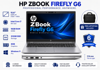 HP ZBook Firefly G6 — Core i7 9th Gen · 16GB DDR4 RAM · 512GB SSD · 8GB Graphics | 15.6" Display | Pre-owned Grade A.