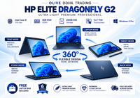 HP Elite Dragonfly G2 — Core i5 11th Gen · 8GB RAM · 256GB SSD | 13.3" FHD Touchscreen | 360° Convertible Design | Pre-Owned Grade A.