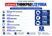 Lenovo ThinkPad L13 Yoga – Intel Core i5 11th Gen | 16GB RAM | 238GB SSD | 13.3" FHD x360 Touchscreen | Pre-owned Grade A Laptop in Qatar