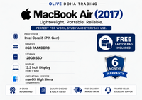 MacBook Air (2017) — Intel Core i5 · 8GB RAM · 128GB SSD | 13.3" Display | Pre-Owned Grade A