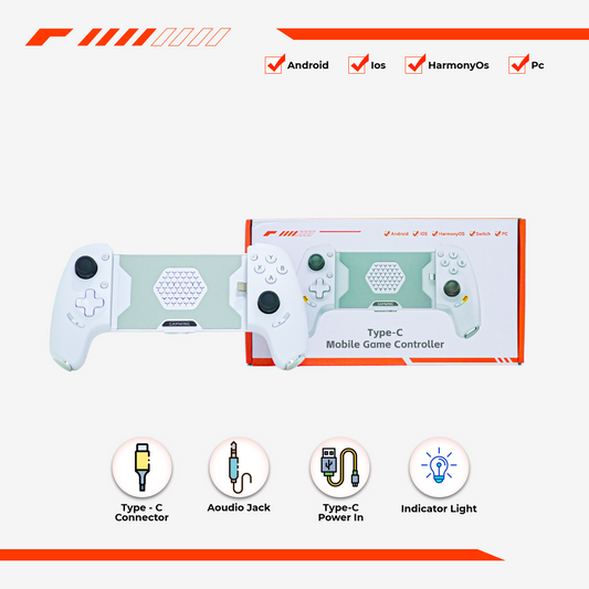 Gamwing AoBing Gaming Controller (White) — Type-C & Bluetooth Gamepad for Mobile, PC & Switch