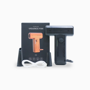 VIOLENCE FAN – Model X3 Ultra-Cool Portable Mini Fan Product Size: 77×35×121.5 mm.  Input: 5V = 1A (Fast Charging) Type-C Cable Included  High Speed • Strong Wind  Perfect for Travel, Office & Outdoor