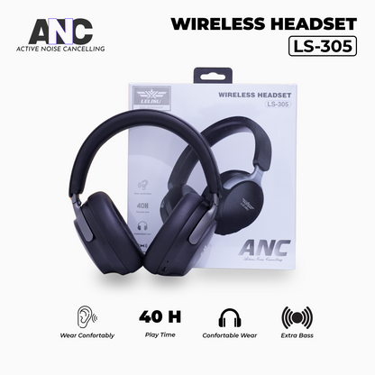 Lelisu LS-305 Wireless ANC Headset – 40H Battery | Bluetooth 5.4 | Extra Bass