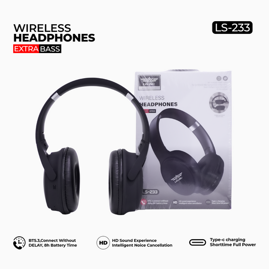 Lelisu LS-233 Wireless Bluetooth Headphones — Extra Bass, BT 5.3, 8H Battery
